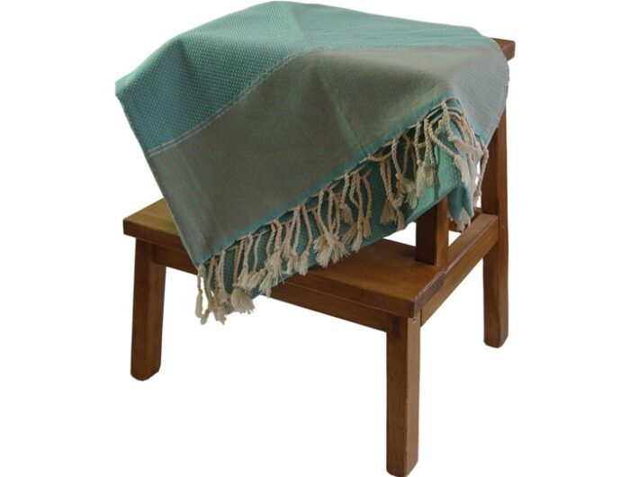 fouta turquoise rayée liseré argent 3